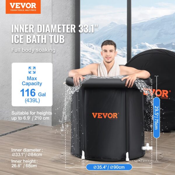 Cold Plunge Tub – Large Portable Ice Bath (370L) with Thermal Insulation & Foldable Design for Recovery