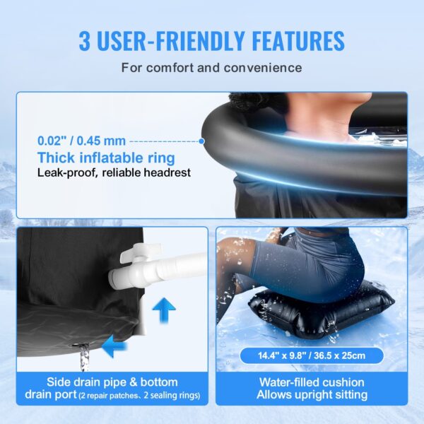Cold Plunge Tub – Large Portable Ice Bath (370L) with Thermal Insulation & Foldable Design for Recovery